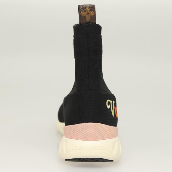 LOUIS VUITTON After Game Socks Sneakers Cotton Black LV Auth 133282