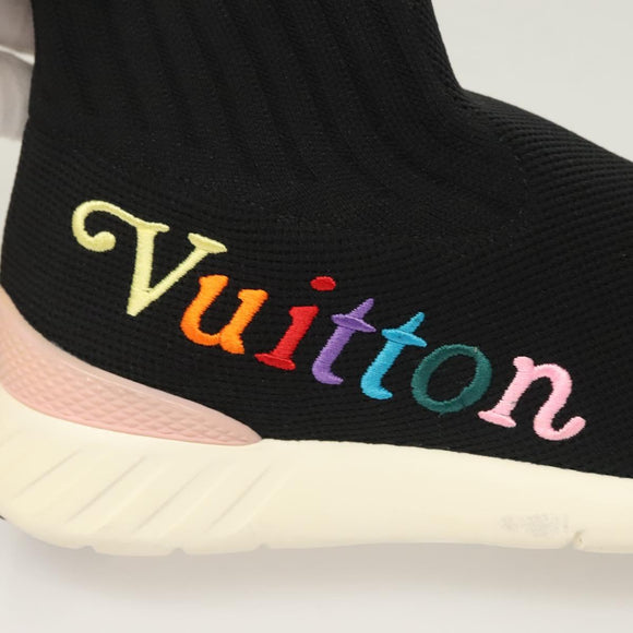 LOUIS VUITTON After Game Socks Sneakers Cotton Black LV Auth 133282