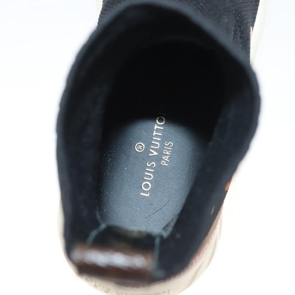 LOUIS VUITTON After Game Socks Sneakers Cotton Black LV Auth 133282