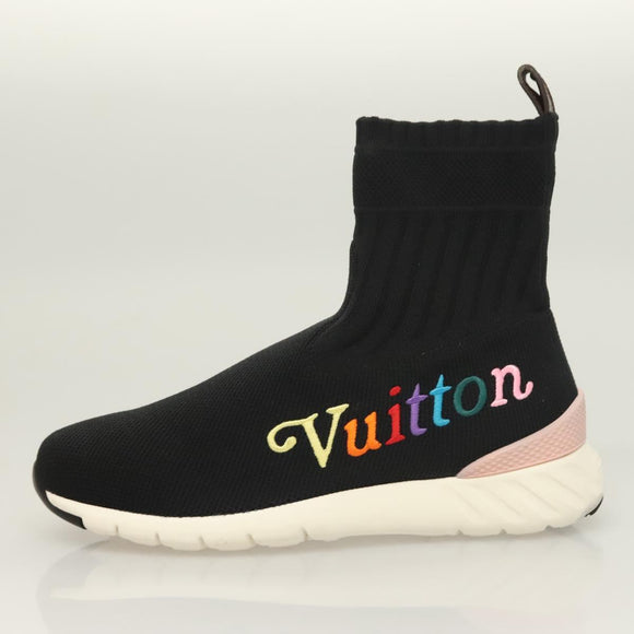 LOUIS VUITTON After Game Socks Sneakers Cotton Black LV Auth 133282