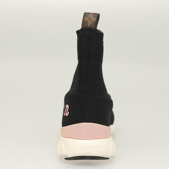 LOUIS VUITTON After Game Socks Sneakers Cotton Black LV Auth 133282