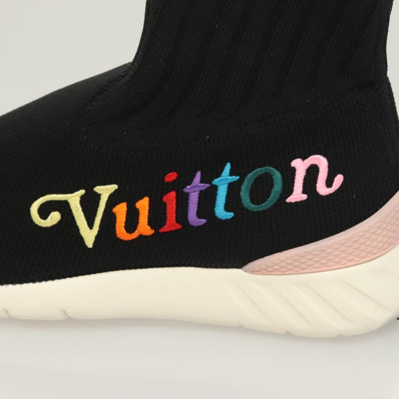 LOUIS VUITTON After Game Socks Sneakers Cotton Black LV Auth 133282