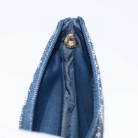 Christian Dior Trotter Canvas Saddle Coin Purse Navy Gold Auth 133288