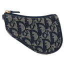 Christian Dior Trotter Canvas Saddle Coin Purse Navy Gold Auth 133288-2