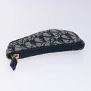 Christian Dior Trotter Canvas Saddle Coin Purse Navy Gold Auth 133288-5