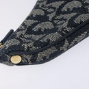 Christian Dior Trotter Canvas Saddle Coin Purse Navy Gold Auth 133288-14