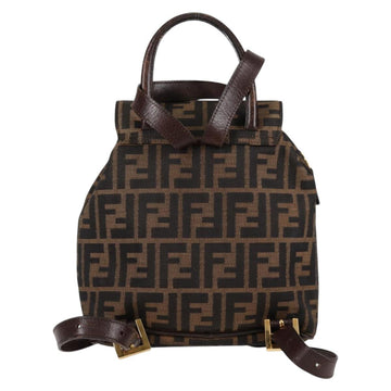 FENDI Zucca Canvas Backpack Black Brown gold Auth 133306 - 0