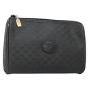GUCCI Micro GG Supreme Pouch PVC Black Gold Auth 133307-1