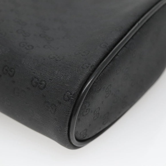 GUCCI Micro GG Supreme Pouch PVC Black Gold Auth 133307