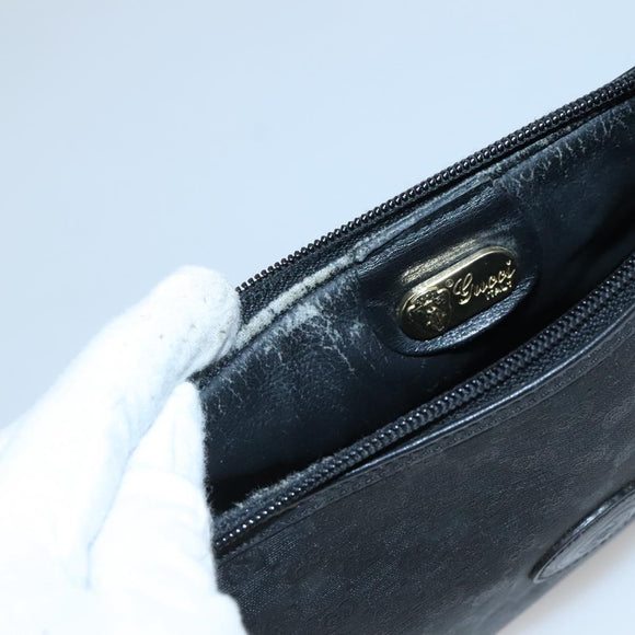 GUCCI Micro GG Supreme Pouch PVC Black Gold Auth 133307