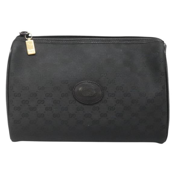 GUCCI Micro GG Supreme Pouch PVC Black Gold Auth 133307