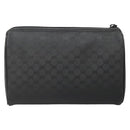 GUCCI Micro GG Supreme Pouch PVC Black Gold Auth 133307-2