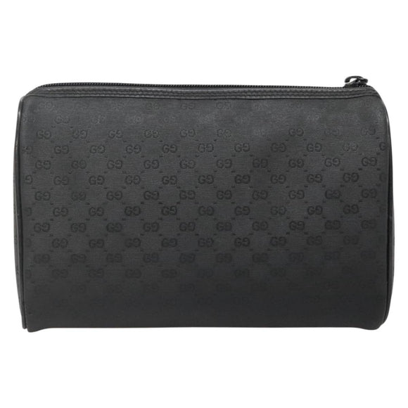 GUCCI Micro GG Supreme Pouch PVC Black Gold Auth 133307