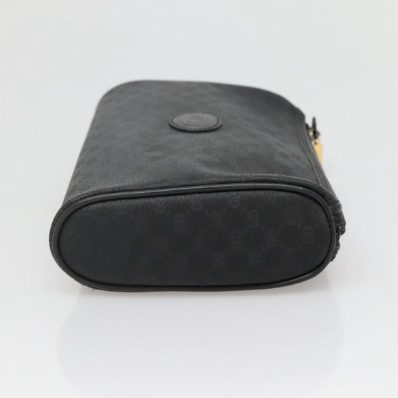 GUCCI Micro GG Supreme Pouch PVC Black Gold Auth 133307