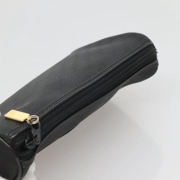 GUCCI Micro GG Supreme Pouch PVC Black Gold Auth 133307