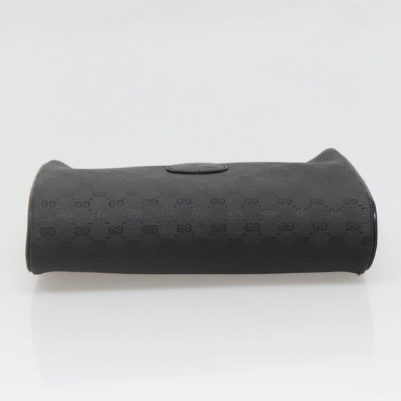 GUCCI Micro GG Supreme Pouch PVC Black Gold Auth 133307