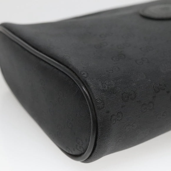 GUCCI Micro GG Supreme Pouch PVC Black Gold Auth 133307