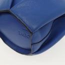 LOEWE Hand Bag Leather Blue Gold Auth 133309-17