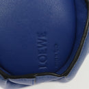 LOEWE Hand Bag Leather Blue Gold Auth 133309-18