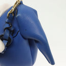 LOEWE Hand Bag Leather Blue Gold Auth 133309-10