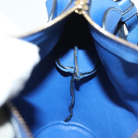 LOEWE Hand Bag Leather Blue Gold Auth 133309