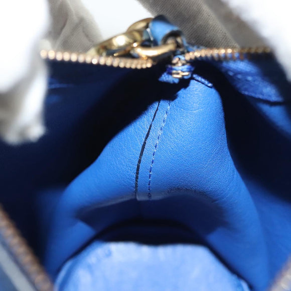 LOEWE Hand Bag Leather Blue Gold Auth 133309