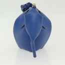LOEWE Hand Bag Leather Blue Gold Auth 133309-4