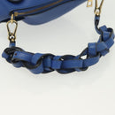 LOEWE Hand Bag Leather Blue Gold Auth 133309-7
