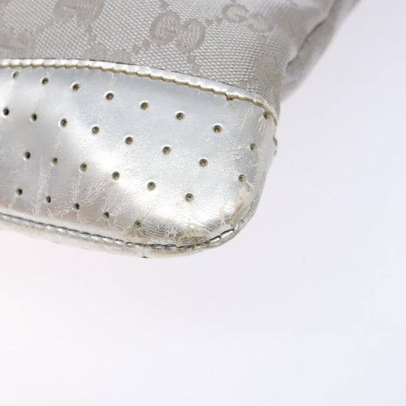 GUCCI GG Canvas Sherry Line Shoulder Bag Silver 145857 Auth 133310