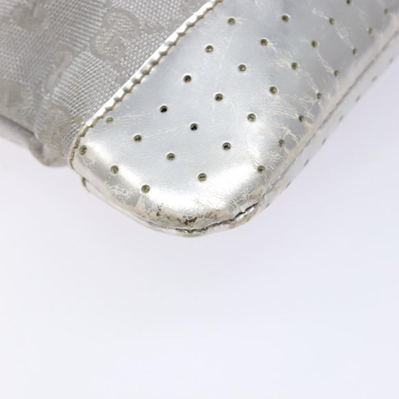 GUCCI GG Canvas Sherry Line Shoulder Bag Silver 145857 Auth 133310