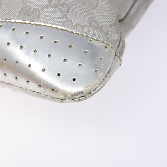 GUCCI GG Canvas Sherry Line Shoulder Bag Silver 145857 Auth 133310