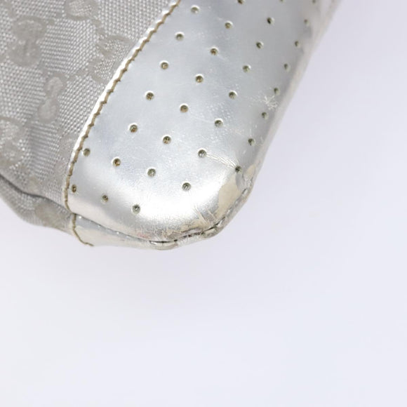 GUCCI GG Canvas Sherry Line Shoulder Bag Silver 145857 Auth 133310