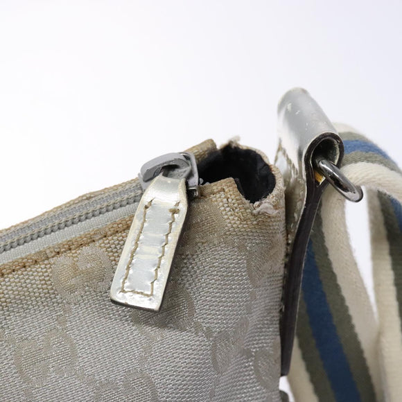GUCCI GG Canvas Sherry Line Shoulder Bag Silver 145857 Auth 133310