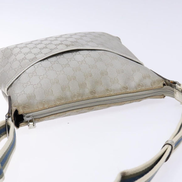 GUCCI GG Canvas Sherry Line Shoulder Bag Silver 145857 Auth 133310
