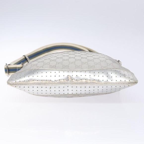 GUCCI GG Canvas Sherry Line Shoulder Bag Silver 145857 Auth 133310