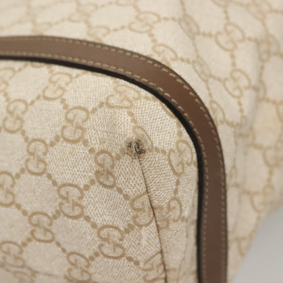 GUCCI GG Supreme Tote Bag PVC White Gold 336777 Auth 133312