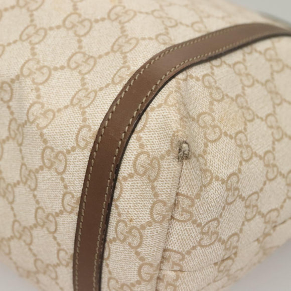 GUCCI GG Supreme Tote Bag PVC White Gold 336777 Auth 133312