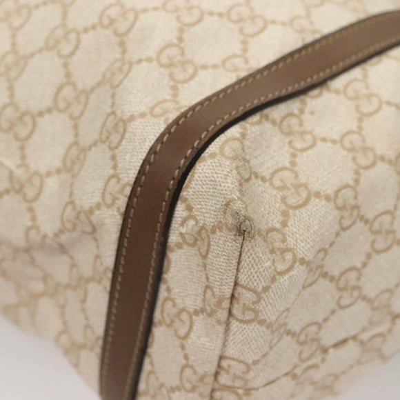 GUCCI GG Supreme Tote Bag PVC White Gold 336777 Auth 133312