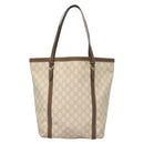 GUCCI GG Supreme Tote Bag PVC White Gold 336777 Auth 133312-13