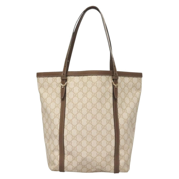 GUCCI GG Supreme Tote Bag PVC White Gold 336777 Auth 133312