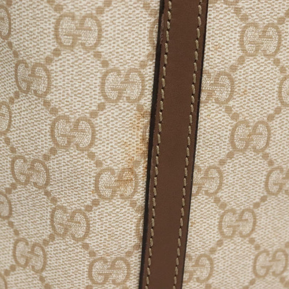 GUCCI GG Supreme Tote Bag PVC White Gold 336777 Auth 133312