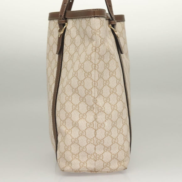 GUCCI GG Supreme Tote Bag PVC White Gold 336777 Auth 133312