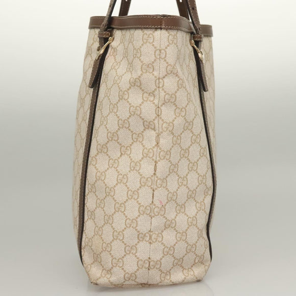 GUCCI GG Supreme Tote Bag PVC White Gold 336777 Auth 133312
