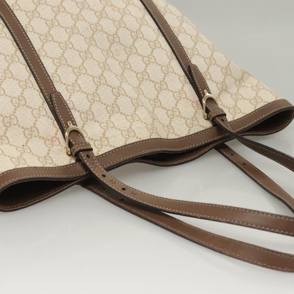 GUCCI GG Supreme Tote Bag PVC White Gold 336777 Auth 133312