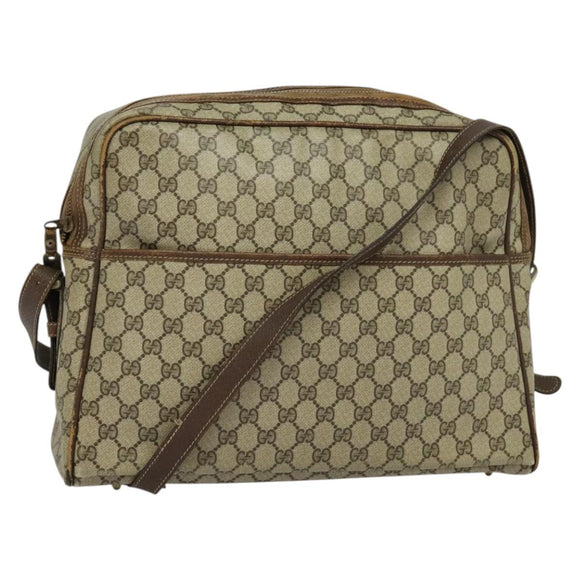 GUCCI GG Supreme Shoulder Bag PVC Beige Auth 133313