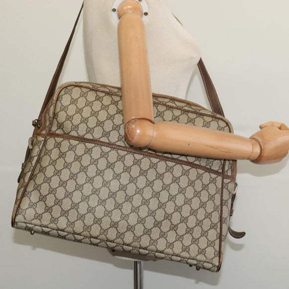 GUCCI GG Supreme Shoulder Bag PVC Beige Auth 133313