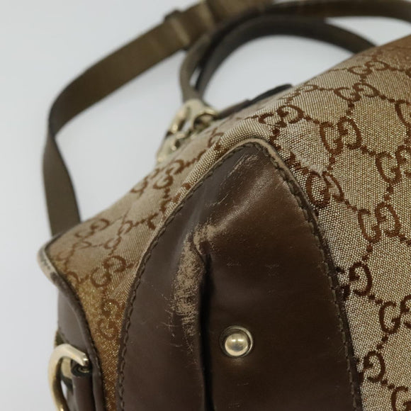 GUCCI Heart Bit GG Canvas Hand Bag 2way Brown Gold 269955 Auth 133323