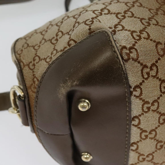 GUCCI Heart Bit GG Canvas Hand Bag 2way Brown Gold 269955 Auth 133323