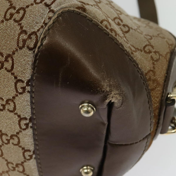 GUCCI Heart Bit GG Canvas Hand Bag 2way Brown Gold 269955 Auth 133323