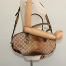 GUCCI Heart Bit GG Canvas Hand Bag 2way Brown Gold 269955 Auth 133323-23